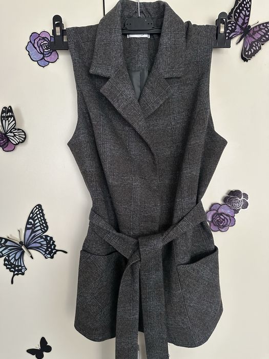 Елегантен дълъг елек с каре и колан – Orsay