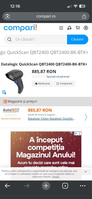 Cititor coduri de bare Datalogic quickscan QBT3400 bluetooth