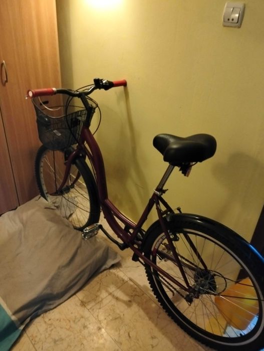 Bicicleta fără cadru vișinie