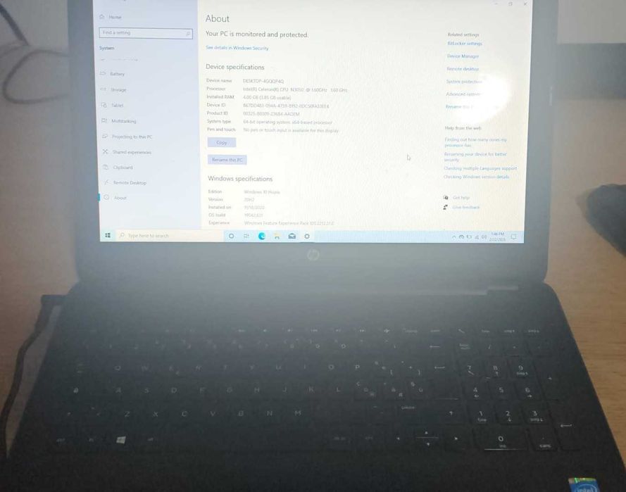Laptop HP 15 G4, Celeron, 4GB RAM,  HDD 500GB, Win 10 - Stare f bună