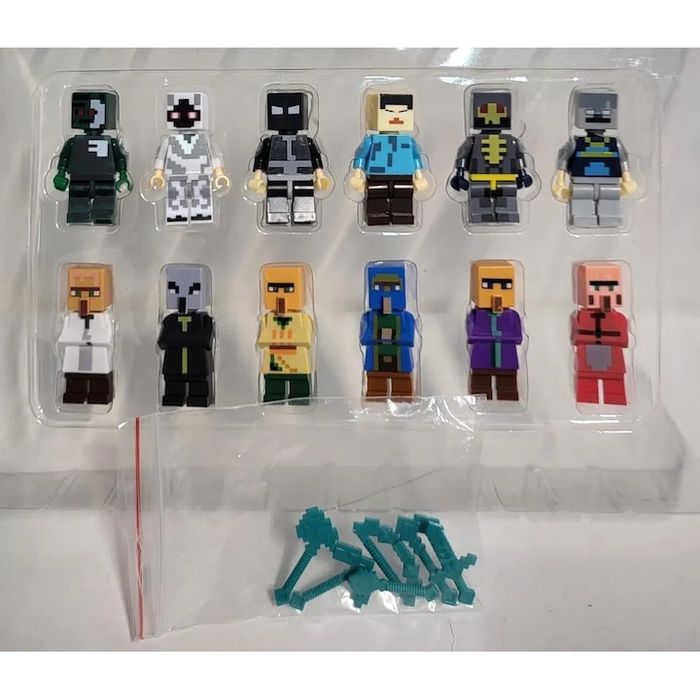 Комплект фигурки My World, 12 мини героя, В стил Minecraft