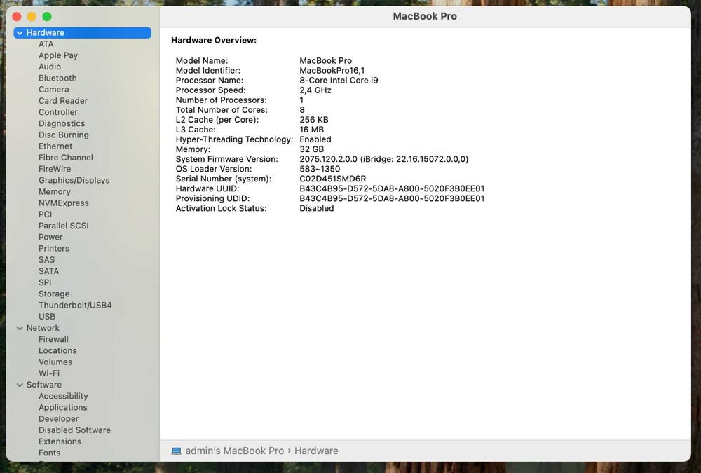 Продавам Apple MacBook Pro 16" 2019 i9/32GB DDR4/512GB SSD/5300M