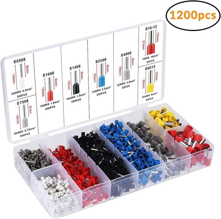 Комплект Preciva за кабелни накрайници (кримповка) с 1200 накрайника