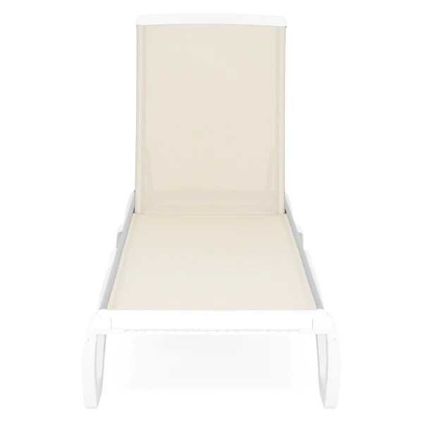 Sezlong plaja/gradina/terasa Alb/Bej LIVRARE GRATUITA