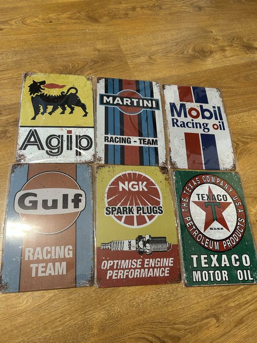 Set Postere Metalice Retro Racing Auto Garaj / Service Auto