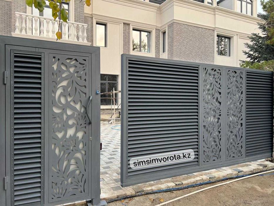Ворота современные из декоративных панелей откатные/ изготовление