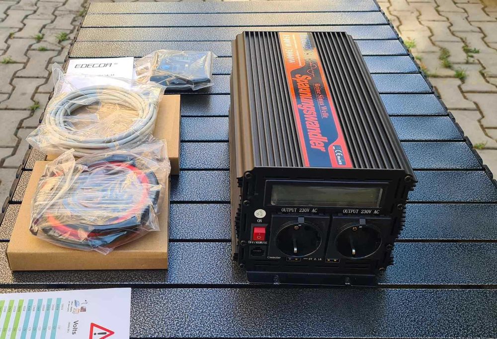 Инвертор чиста синусоида EDECOA 1500W/3000W, 12V/230V с дистанционно