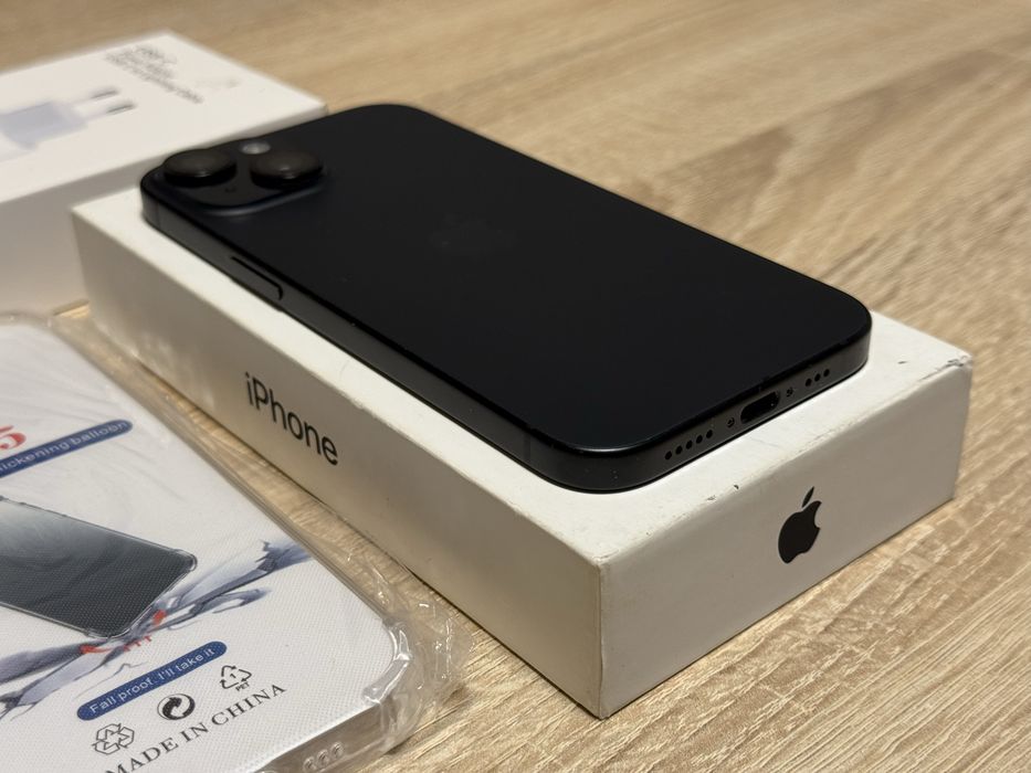 iPhone 15 128GB Black 95% Baterie + Încărcător Fast + Husă + Folie