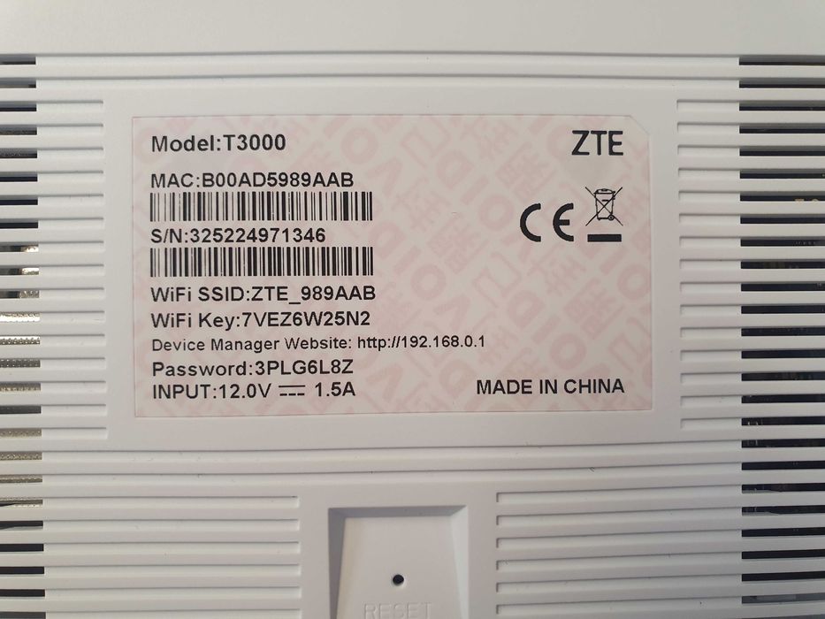 Wi-fi Рутер ZTE T3000