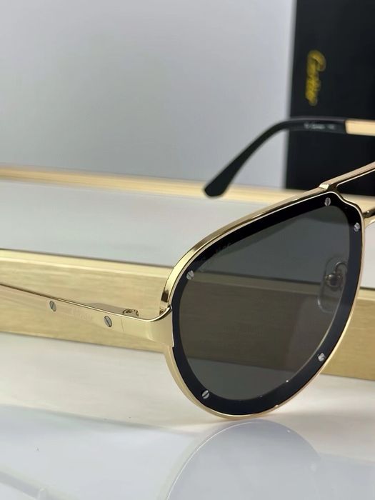 Ochelari de Soare Cartier CT0195S Noi Full Box Santos De Cartier [Verificare Colet] Gold