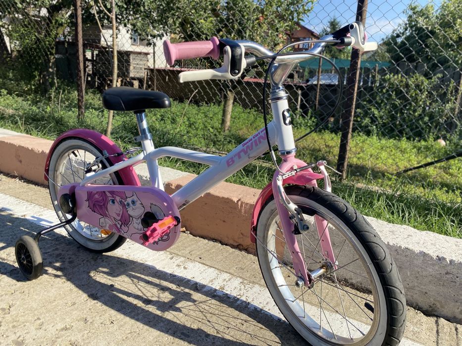 Bicicletă copii B’TWIN – roți 16”, cu roți ajutătoare