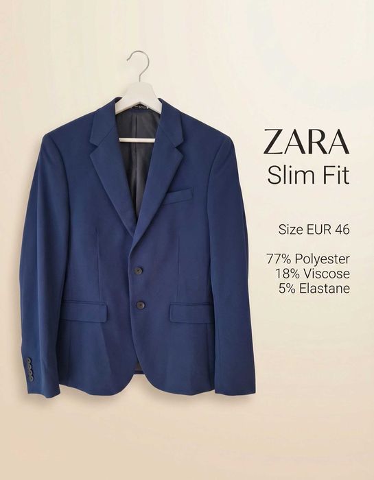 Sacou ZARA slim fit bărbați mărimea 46 albastru navy elegant