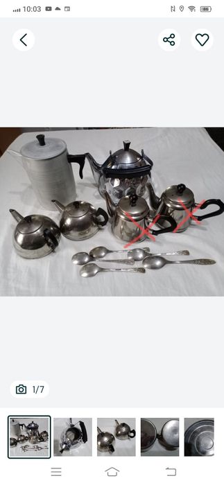 Чайники и ложки мельхиоровые,алюминиевый