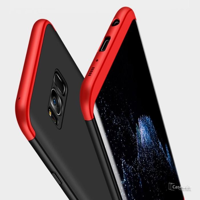 Husa Samsung Galaxy S8 Plus, Elegance Luxury, 360° 3in1 Negru-Rosu