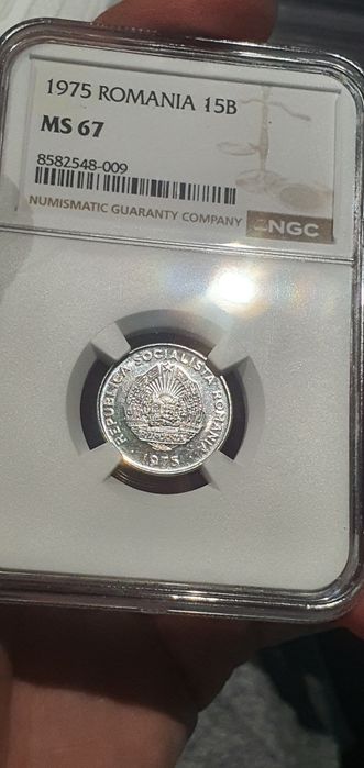 Moneda 15 bani 1975 MS67 Romania