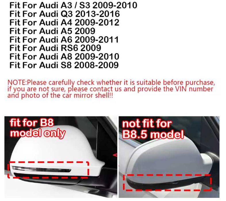 Капаци за огледала Batman за Audi A4, 2009-2014г
