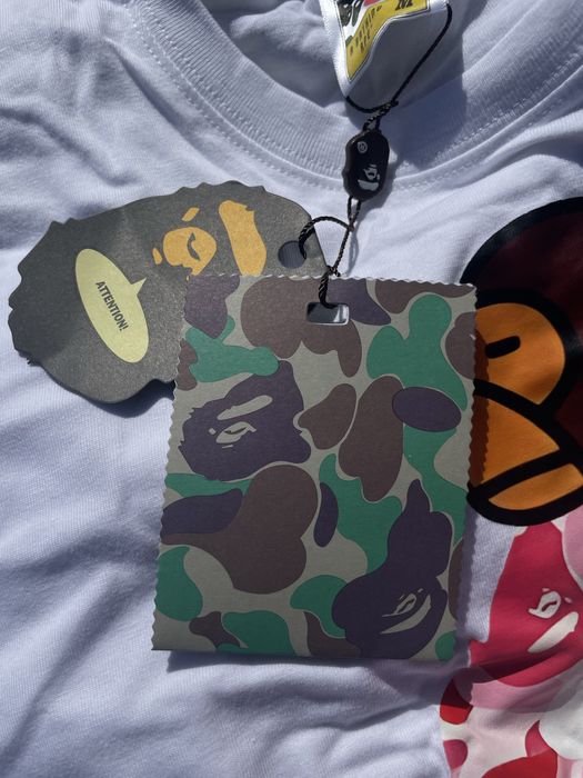 Tricou Bape Roz cu Alb