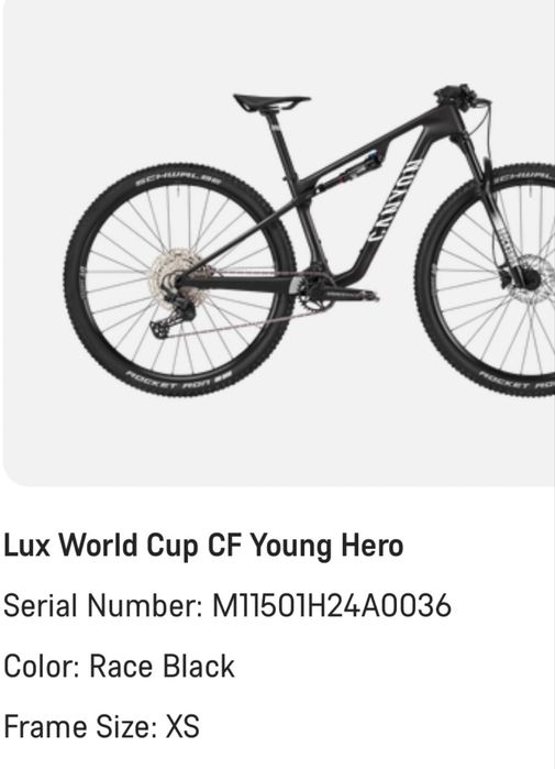Canyon lux world cup CF young hero