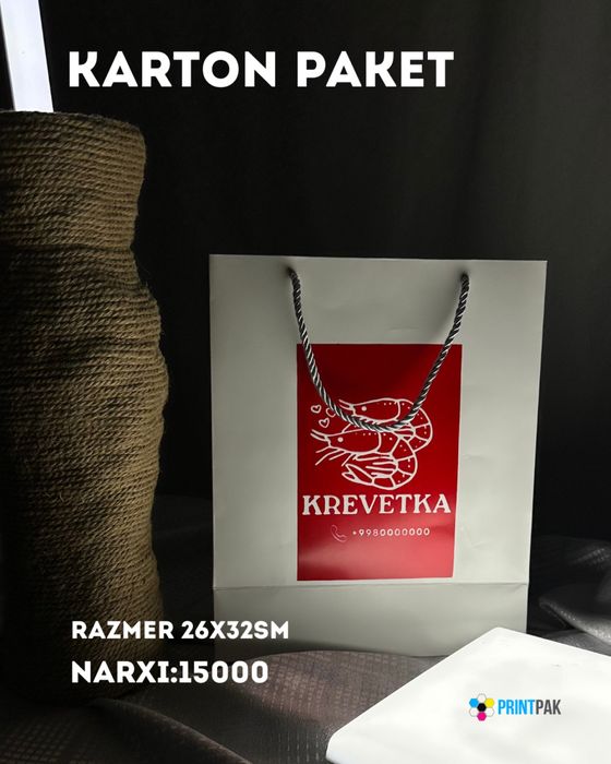 Paketlarga 50 donadan boshlab logo urib beramiz