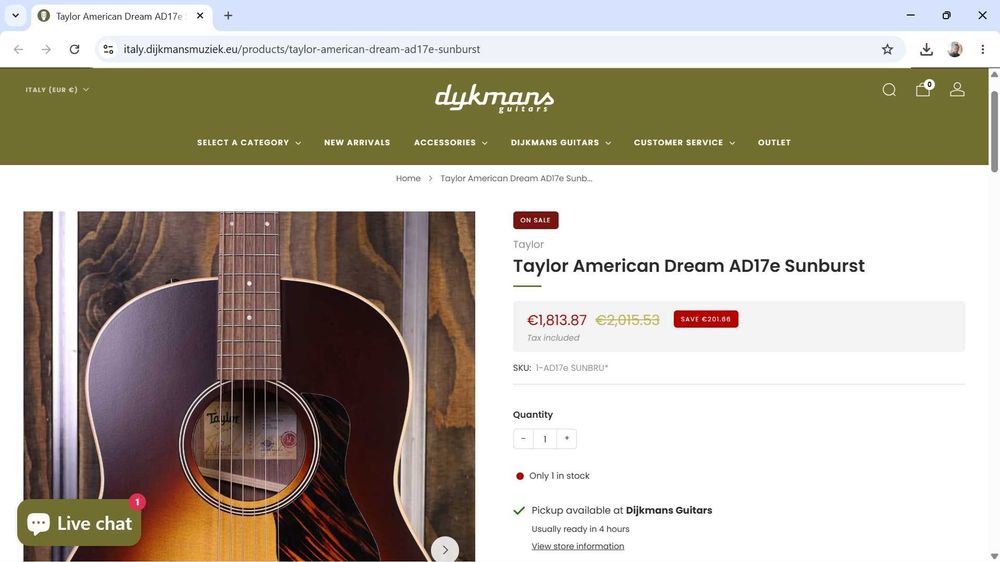 Chitara electro acustica Taylor American Dream 17 AD17e Grand Pacific - Solid Wood Guitar - Made in El Cajon, California, The United States of America