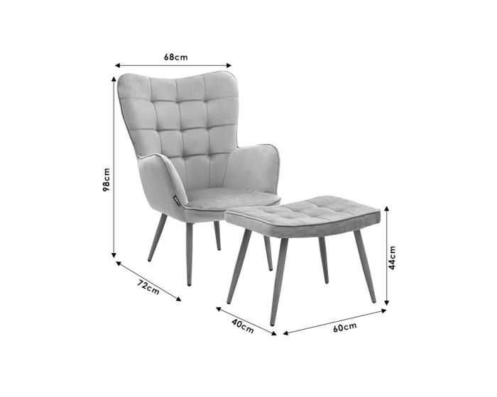 Кресло с табуретка Maddison, цвят антрацит