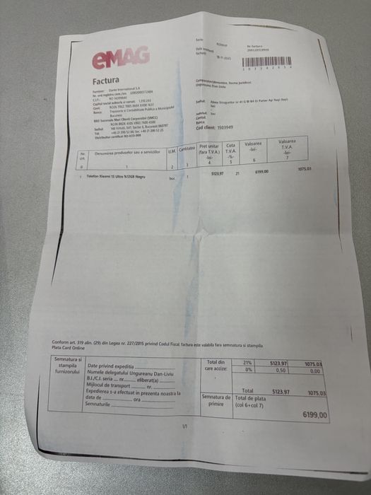 Xiaomi 15 Ultra, 512GB, 16GB RAM, 5G, Black, la cutie