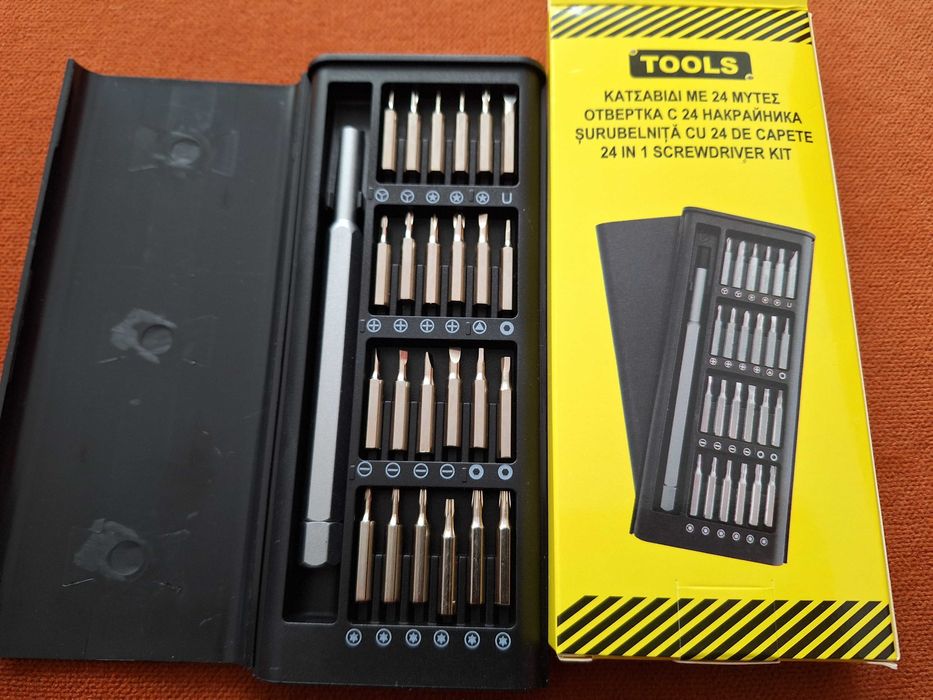 Trusa  surubelnita metalica cu 24 biti + cutie depozitare transport