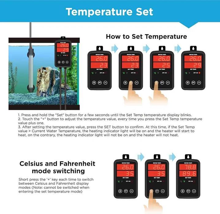 НОВ титаниев нагревател за аквариум Weipro 300wt от 250 до 350 литра