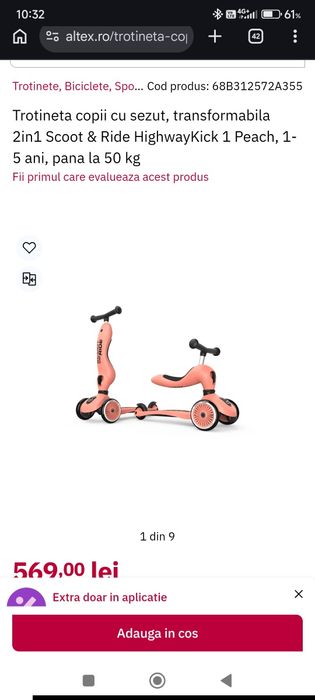 Trotineta  bicicleta copii 2in1