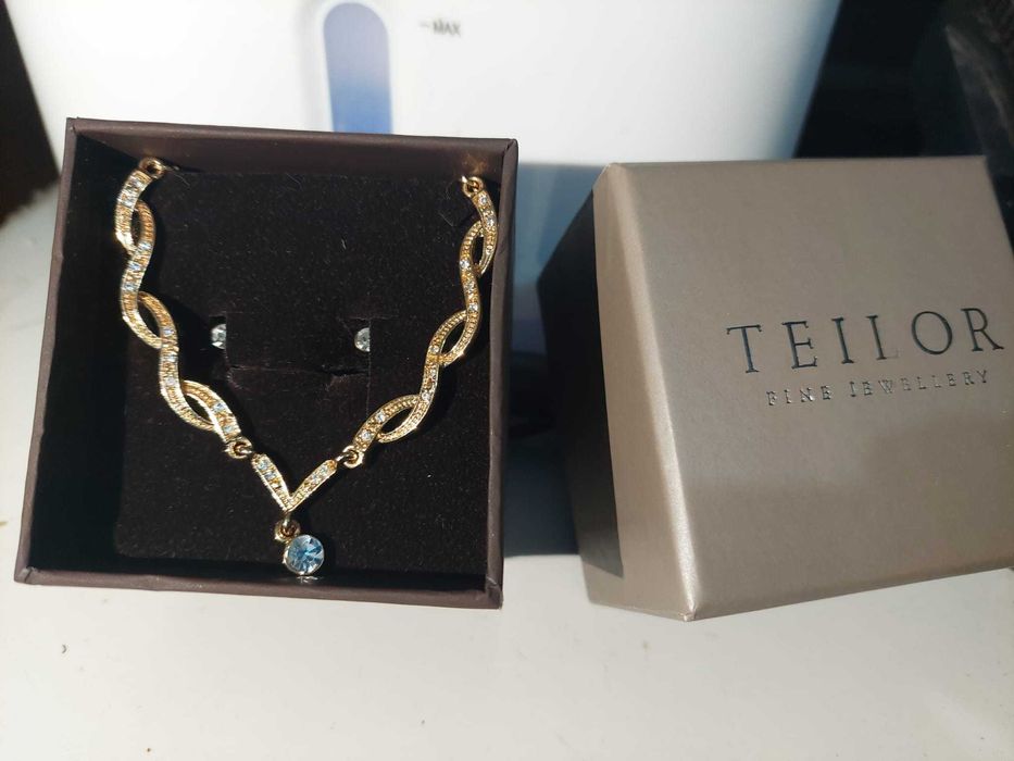 Set colier si cercei placate cu aur de 24k in cutie Teilor