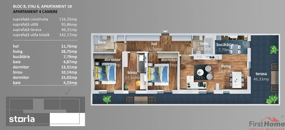 Penthouses bloc 2025,4 cam,EXPRESS RESIDENCE, 143 mp utili,ET 66