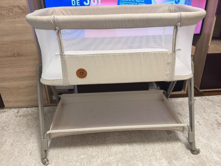Pătuț co-sleeper Lionelo Leonie Plus, bej, reglabil pe înălțime