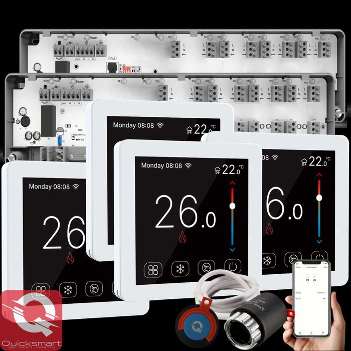 Automatizare Pardoseala, 2x 8 zone, 6 termostat Q30, Wireless, Smart