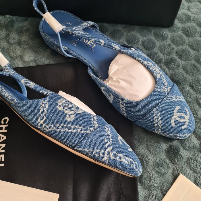 Chanel flats - denim, piele naturala/size 38/premium