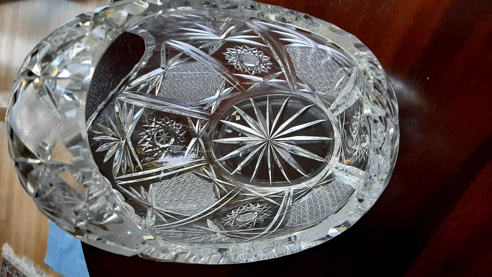 Fructiera cos, cristal, plumb 24%, Medias, 21x15x16x14cm, manual