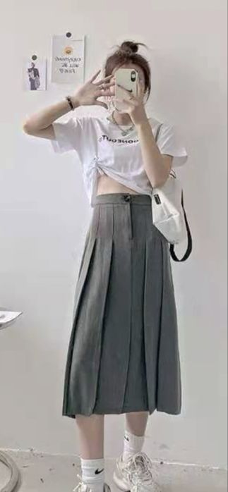 Юбка серая, длинв миди