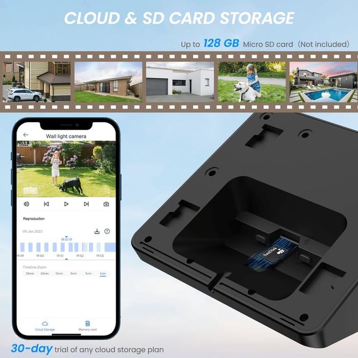 Cameră Supraveghere exterior 2K WiFi Solară, Baterie 5000 mAh, Cinnado