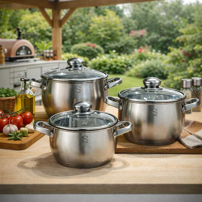 Комплект тенджери – 3 броя с 5-слойно капсуловано дъно