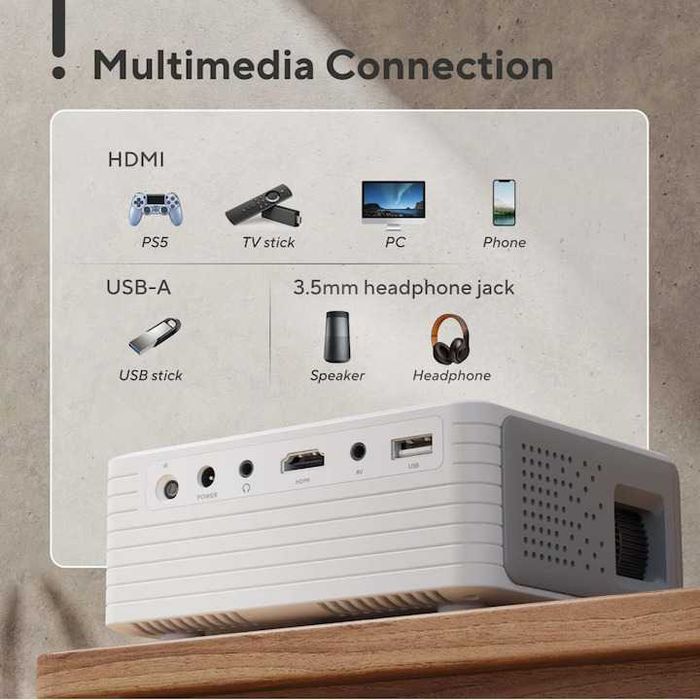 Мини видео проектор AKIYO O1 HD 1080p с HDMI и статив