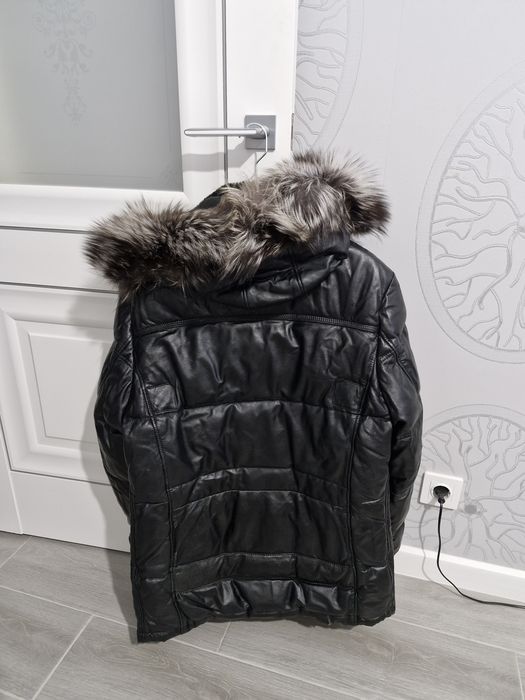 Пуховик кожанный