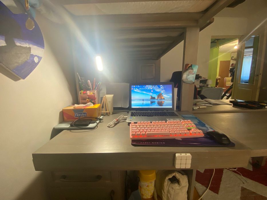 Set de mobilier, pat+birou extensibil+dulap+poliță detașabilă