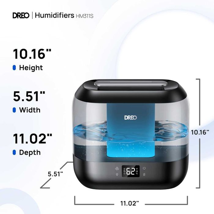Dreo Smart овлажнители за спалня, пълнене отгоре 4L, 28 dB, 36 часа