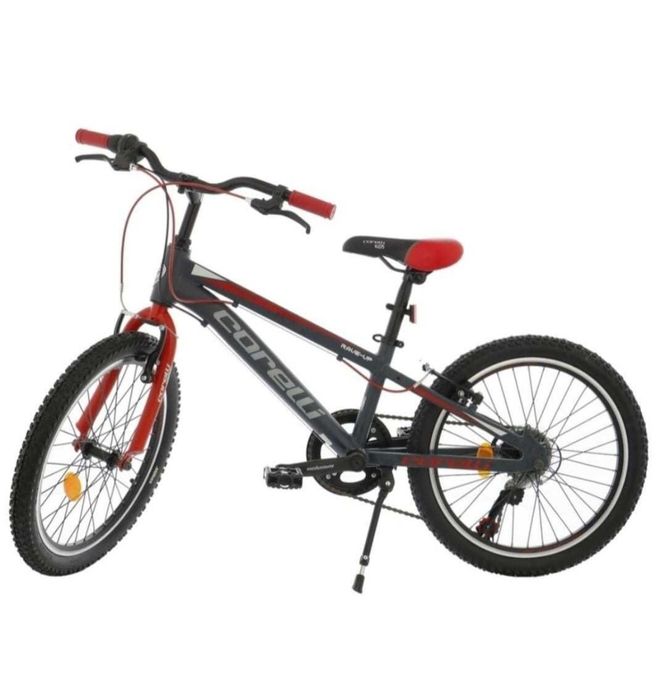 Bicicleta copii Corelli 20", 7 viteze, culoare negru-rosu + casca+roti