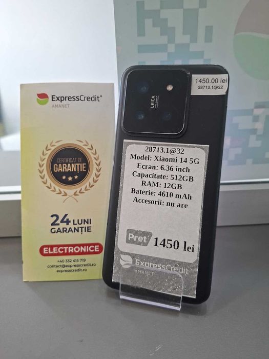 Telefon Xiaomi 14 5G (AG44 B:28713.32)-garantie 2 ani!