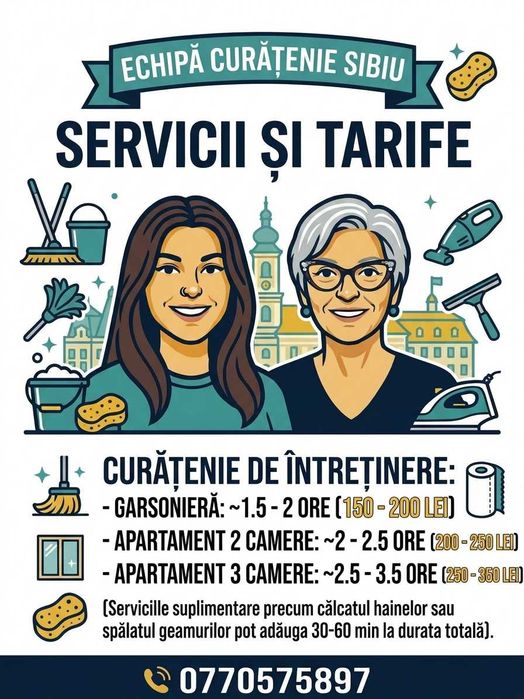 Echipă de curățenie (2 persoane) – Turnișor / Sibiu (Disponibile imediat)