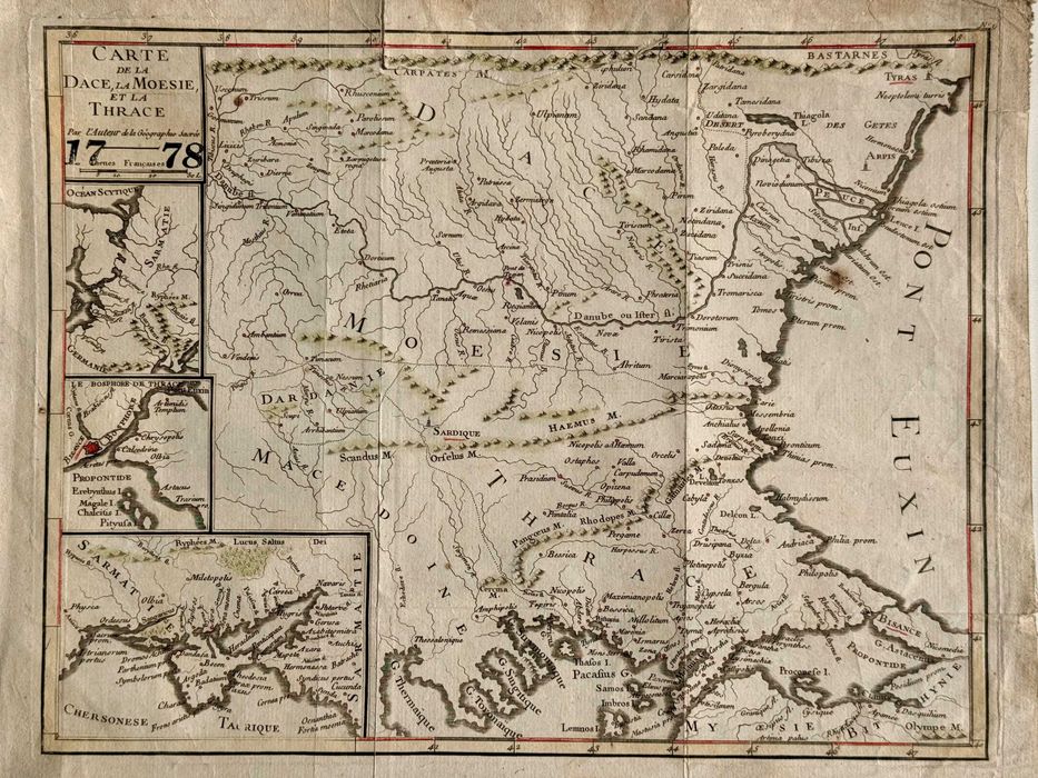 Hartă veche Dacia din anul 1778 - Document original
