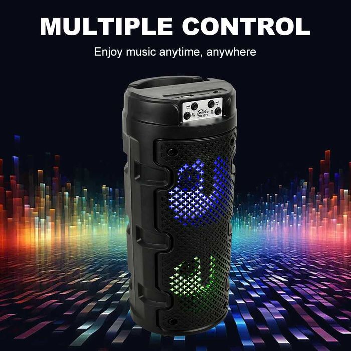 Boxă portabilă Bluetooth Sing-e ZQS4271, Bluetooth 5.0, Putere 8W, Difuzoare duble 4", Iluminare RGB LED, Negru