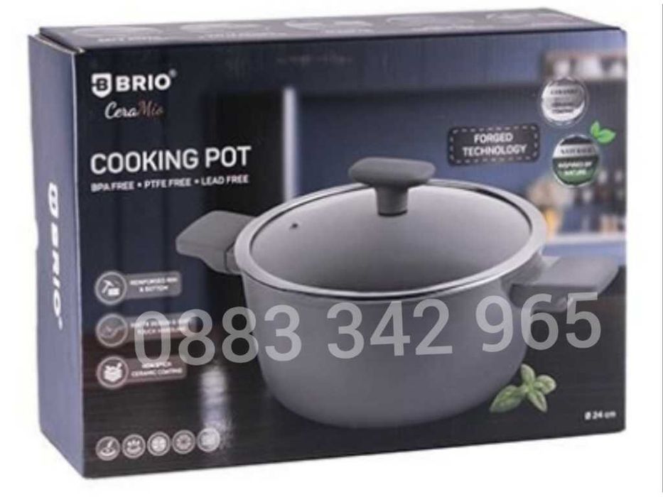 НОВИ! Тенджера с капак 24см Brio CeraMio с индукция