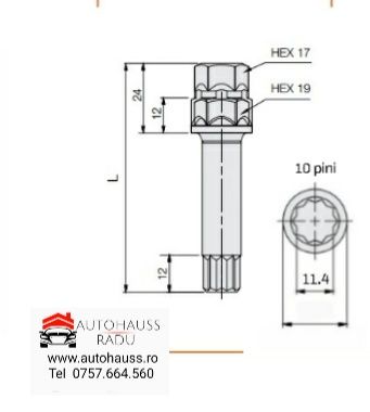 Cheie Torx Imbus Antifurt 10 zimți pt prezoane sau piulite