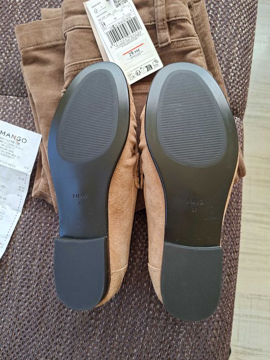 Мокасини велур с катарама Mango, Нови,  номер 37 - Телешка кожа